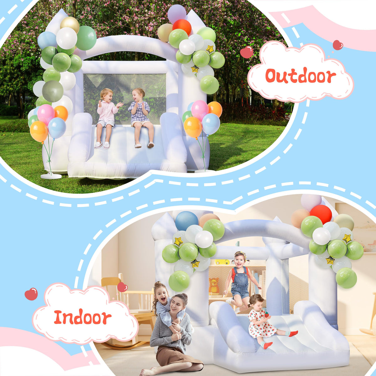 Puligoth inflatable castle with stakes and blower for stable outdoor use
