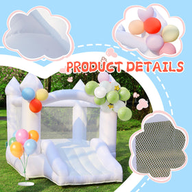 Puligoth white bounce house with slide, ideal for birthday parties