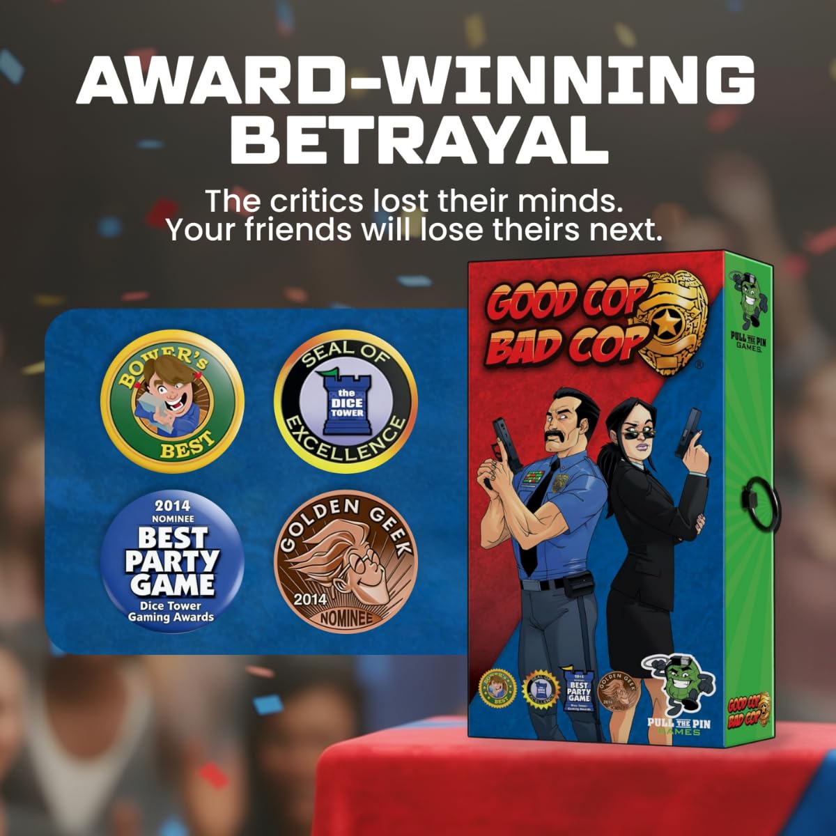 Award badge highlighting Good Cop Bad Cop's acclaim