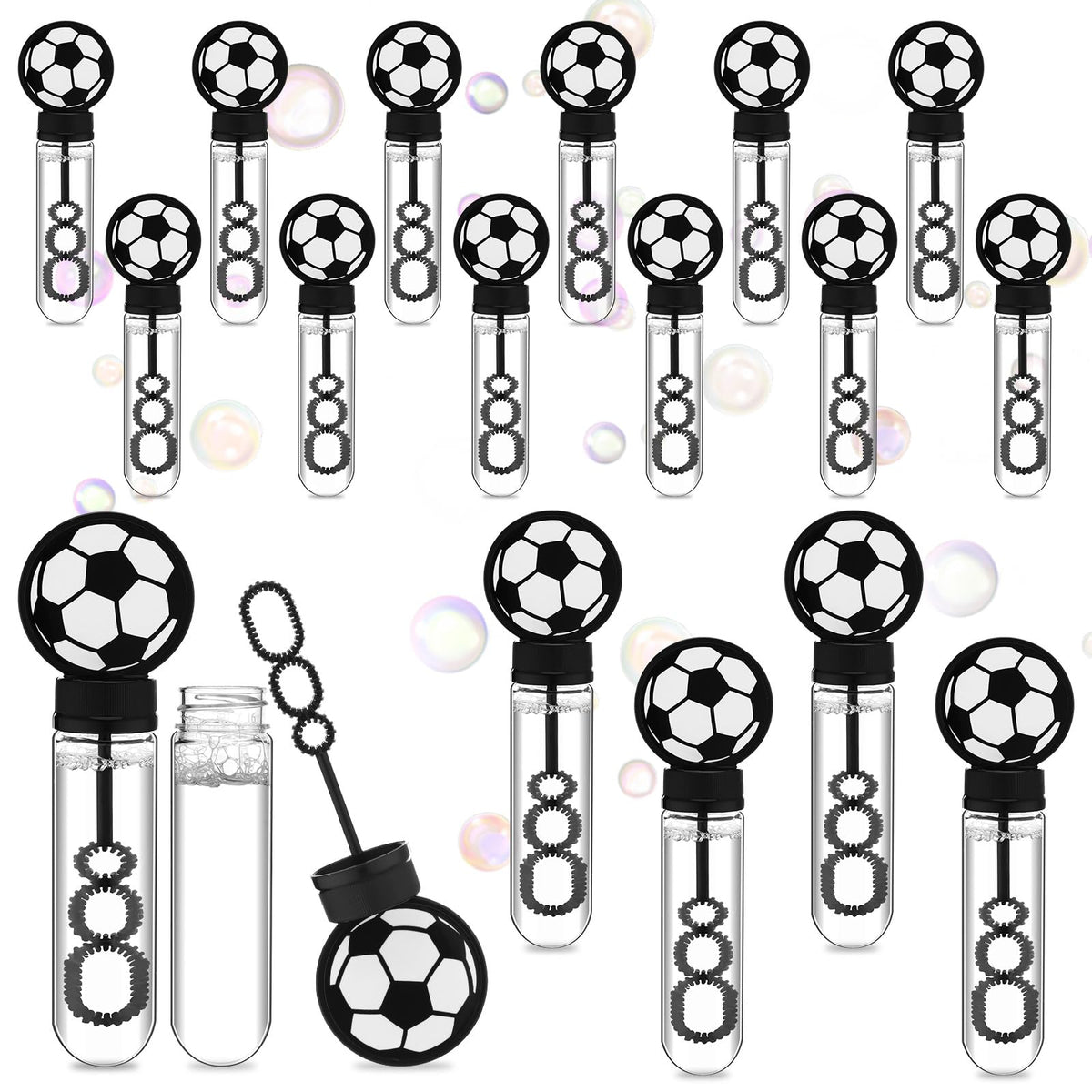 PullCrease 16-piece soccer bubble wand pack for party fun