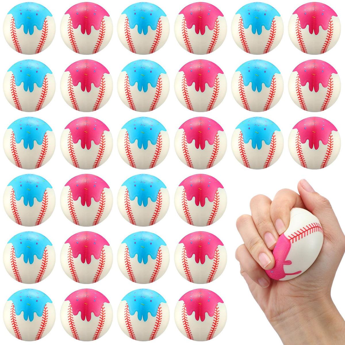 PullCrease baseball stress ball 30-pack in hand for quick relief