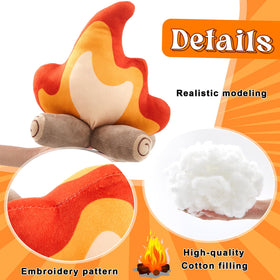 PullCrease campfire plush cotton exterior emphasizes soft woodland decor.
