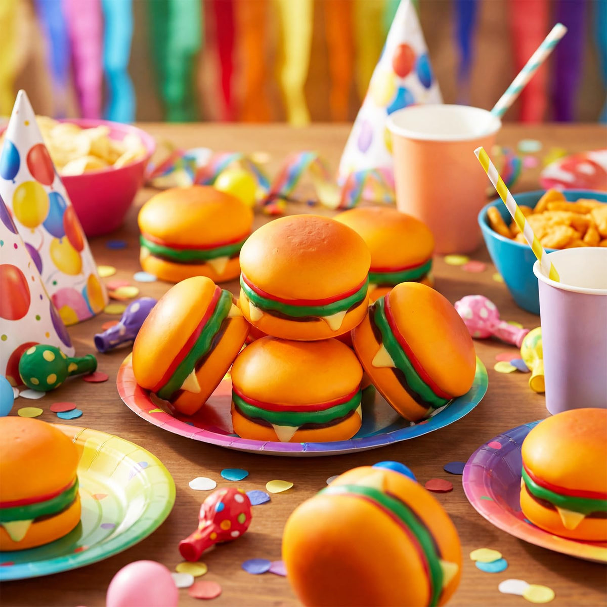 PullCrease hamburger stress ball classroom use for students.