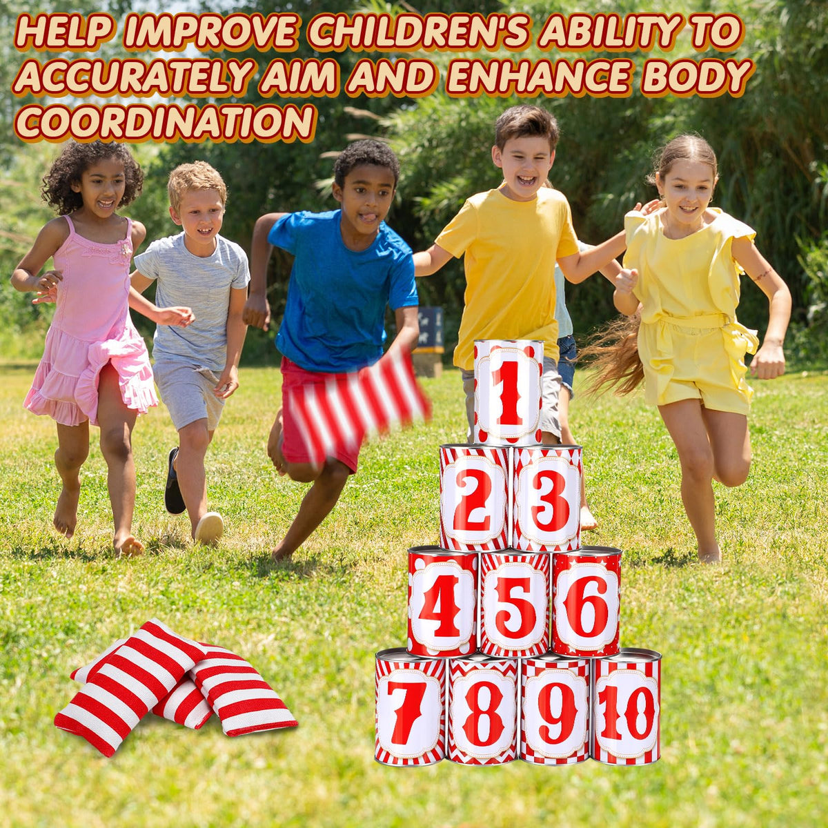 PullCrease indoor carnival setup with sturdy canvas bags supports family fun inside.