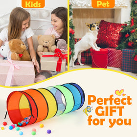PullCrease rainbow tunnel makes a cheerful gift for kids and pets