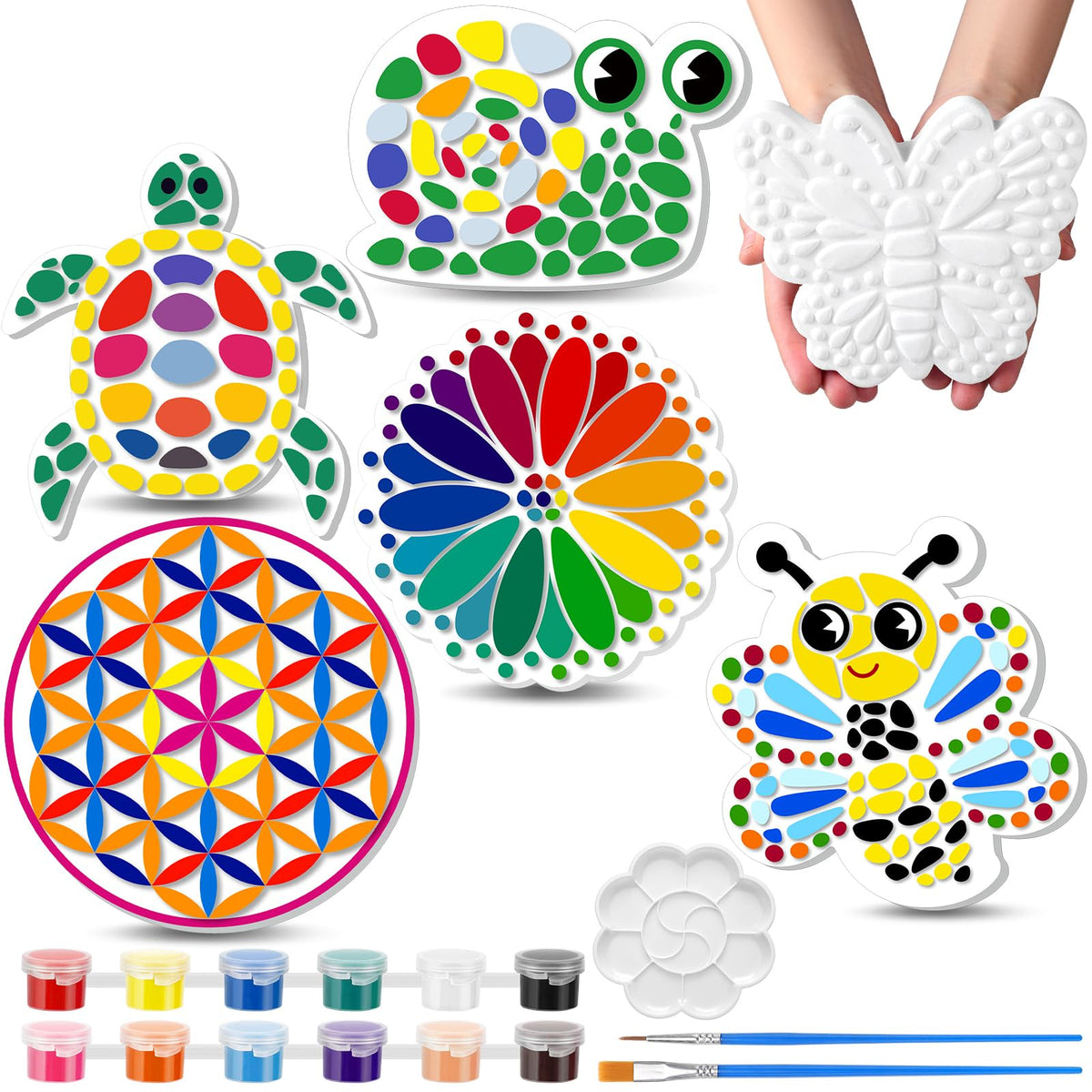 PullCrease snail stone painting kit boosts fine motor skills for kids.