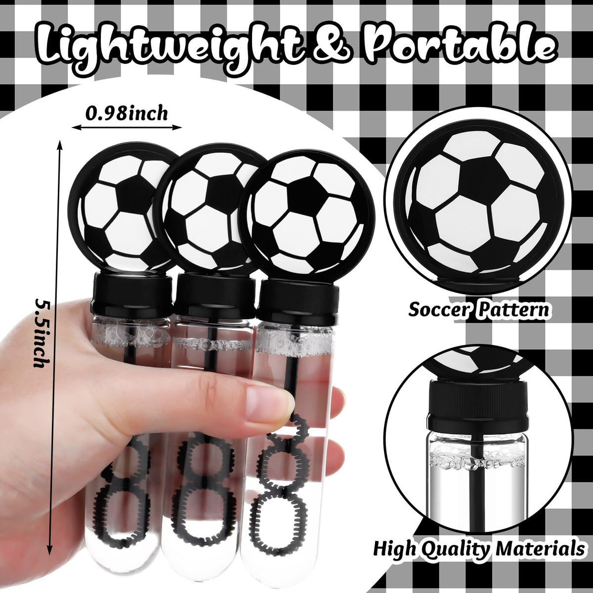 PullCrease tall soccer bubble wands measure 5.5 inches for easy handling
