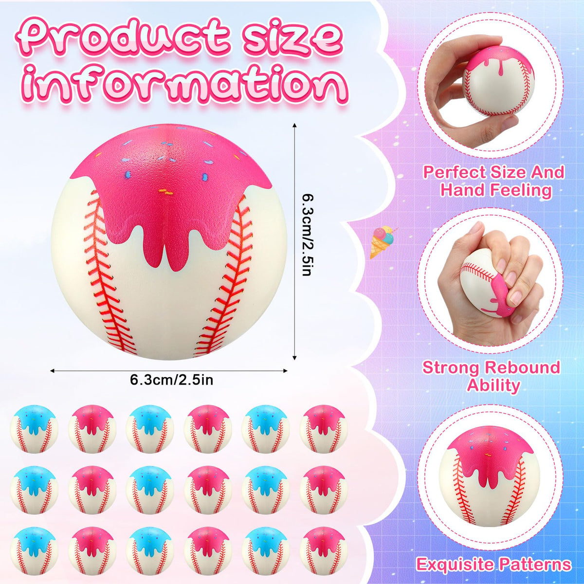 PullCrease stress ball held in hand showing size and grip