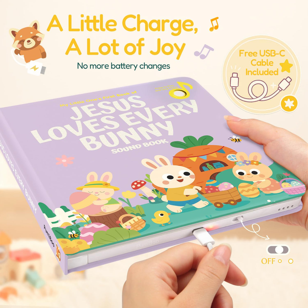 Pumiboo big music button design invites easy press-and-sing during playtime.