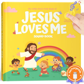Pumiboo Jesus Loves Me sound book cover inviting faith moments for babies.