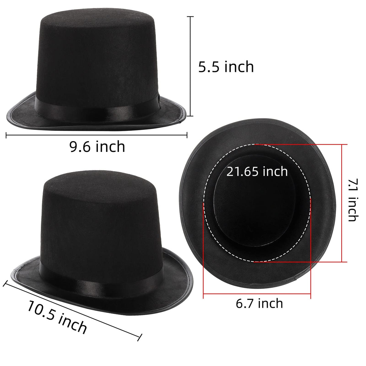 Pumtus kid-friendly black felt top hat worn during dress-up and pretend play sessions.