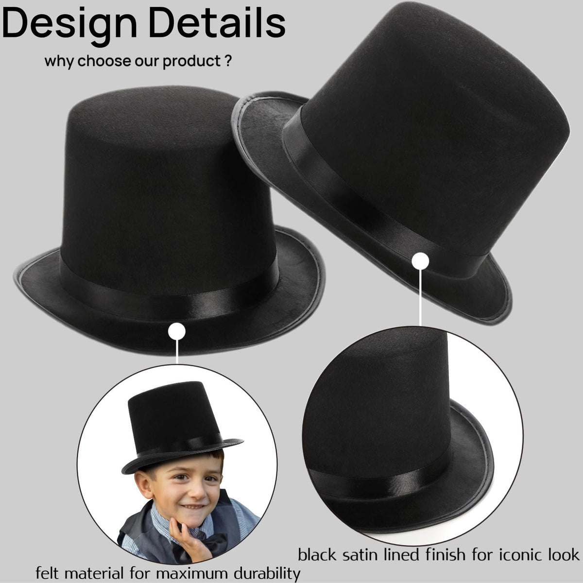 Pumtus three-pack top hats arranged for compact storage and easy stacking.