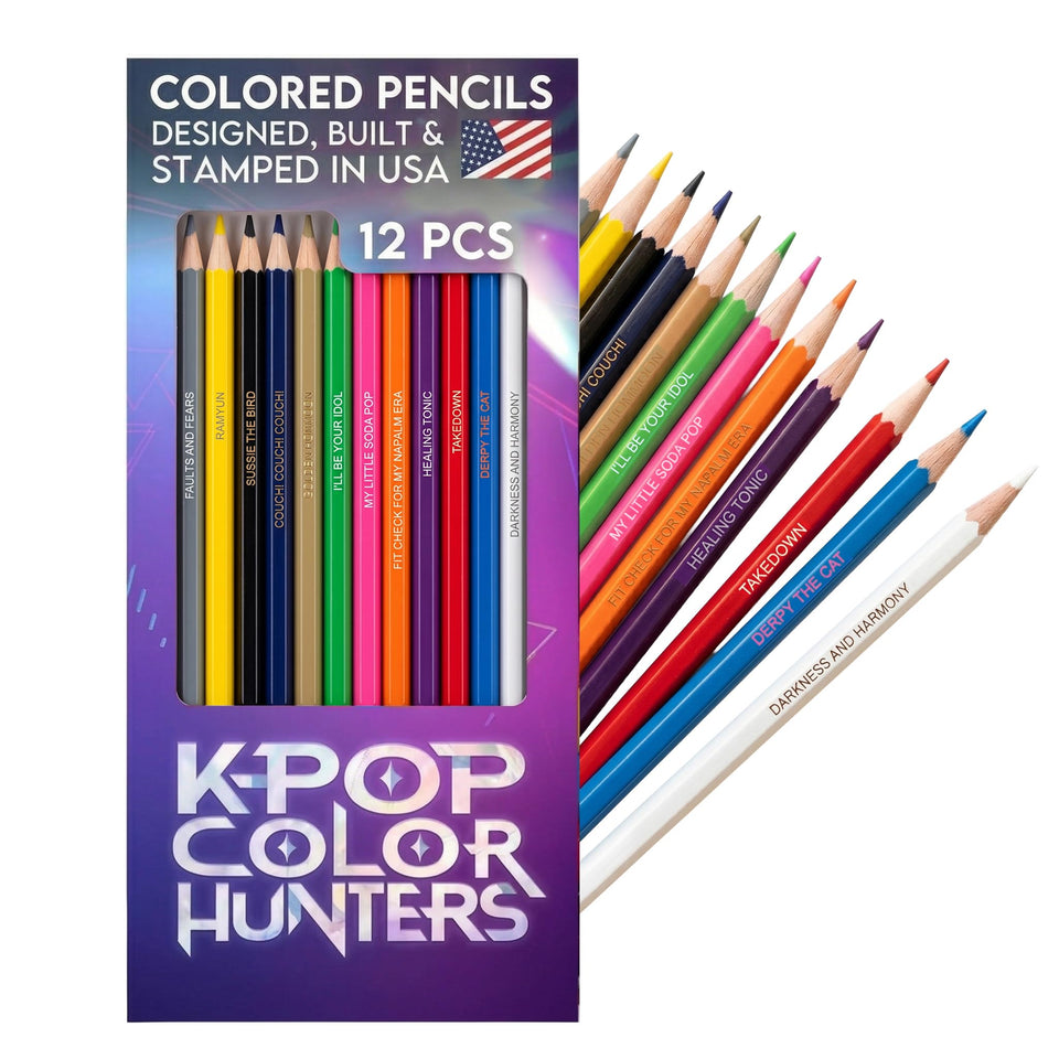 Pun Labs KPop Color Hunters 12 pencils ready for vibrant coloring and shading.