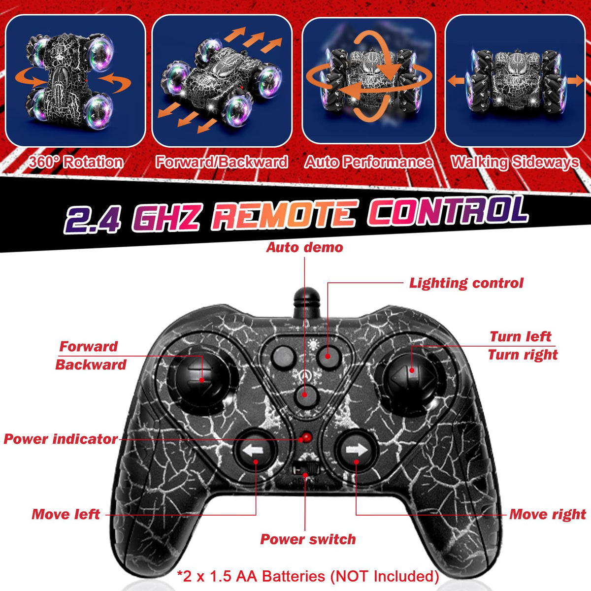 Punieayi 2.4GHz anti-interference RC car maintains smooth control.