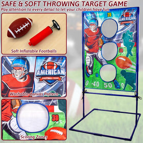 Punieayi football target with net pockets boosts throwing accuracy.