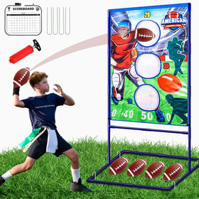 Punieayi football toss target assembly for easy outdoor practice.
