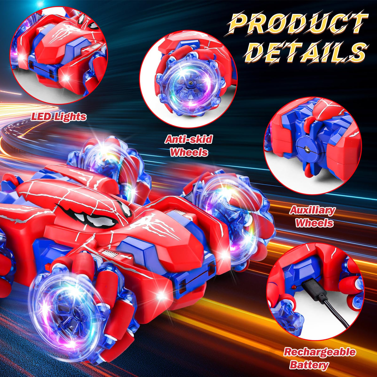Punieayi Spider RC Car on all-terrain tires for indoor outdoor use
