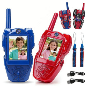 Punieayi Spider video walkie talkie front view with kid-friendly controls for easy outdoor play.