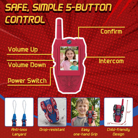 Punieayi Spider video walkie talkie USB charging for quick sessions.