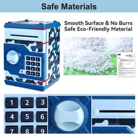 Pup Go ATM piggy bank blue durability ensures years of daily use.