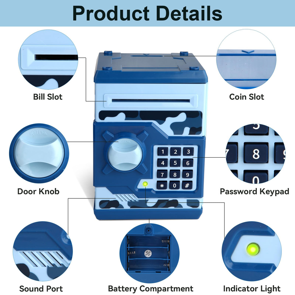 Pup Go ATM piggy bank blue gift-ready design invites kids to save and learn.