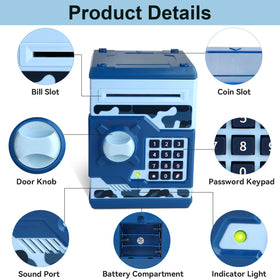 Pup Go ATM piggy bank blue gift-ready design invites kids to save and learn.