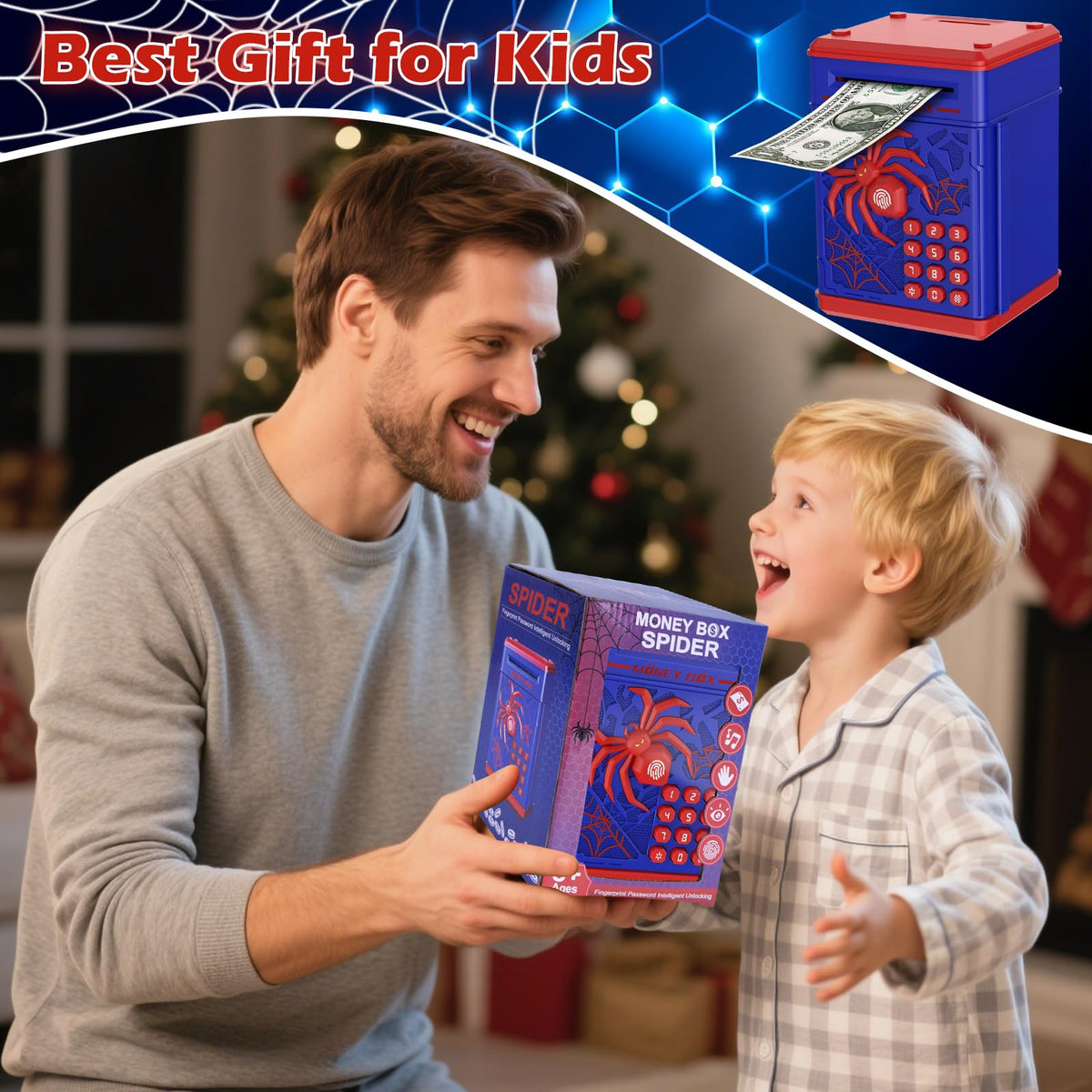 Pupidiu Spider Fingerprint Piggy Bank blue battery reset for password recovery
