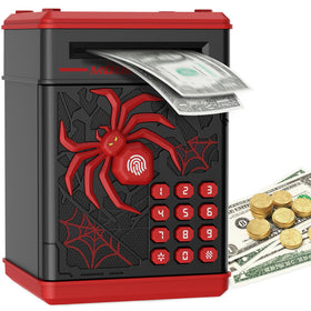 Pupidiu Spider Fingerprint Piggy Bank front view, a playful way to start saving money.