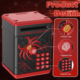 Pupidiu Spider Fingerprint Piggy Bank demonstrates fingerprint unlock for secure, easy access.