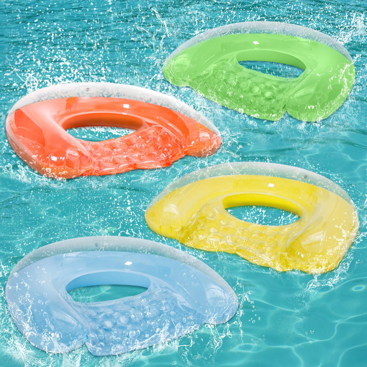 PuppyuWill 4-pack pool floats provide stable seating for pool days.