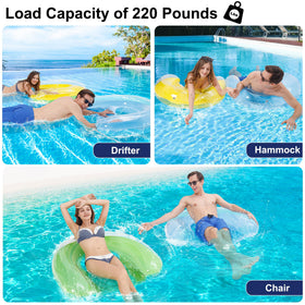 PuppyuWill pool float chair hammock in lemon yellow enabling versatile 3-in-1 lounging.