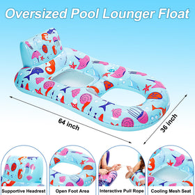 PuppyuWill pool float lounge footrest lets legs dangle freely for cooler lounging.
