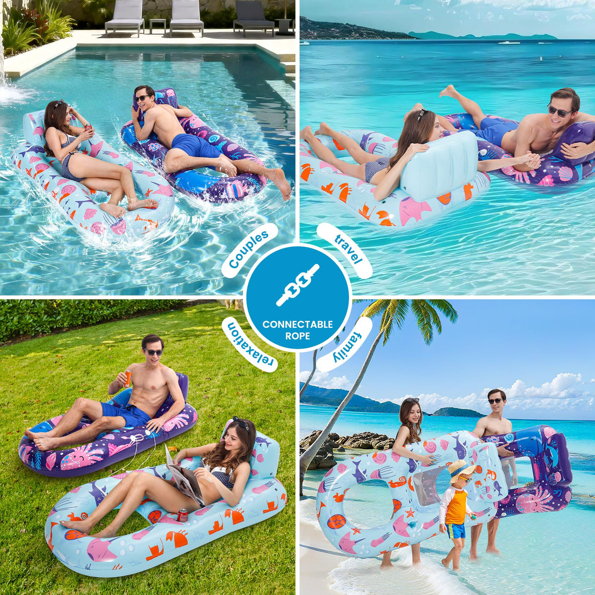 PuppyuWill oversized float measures 64 by 36 inches for adults and teens.