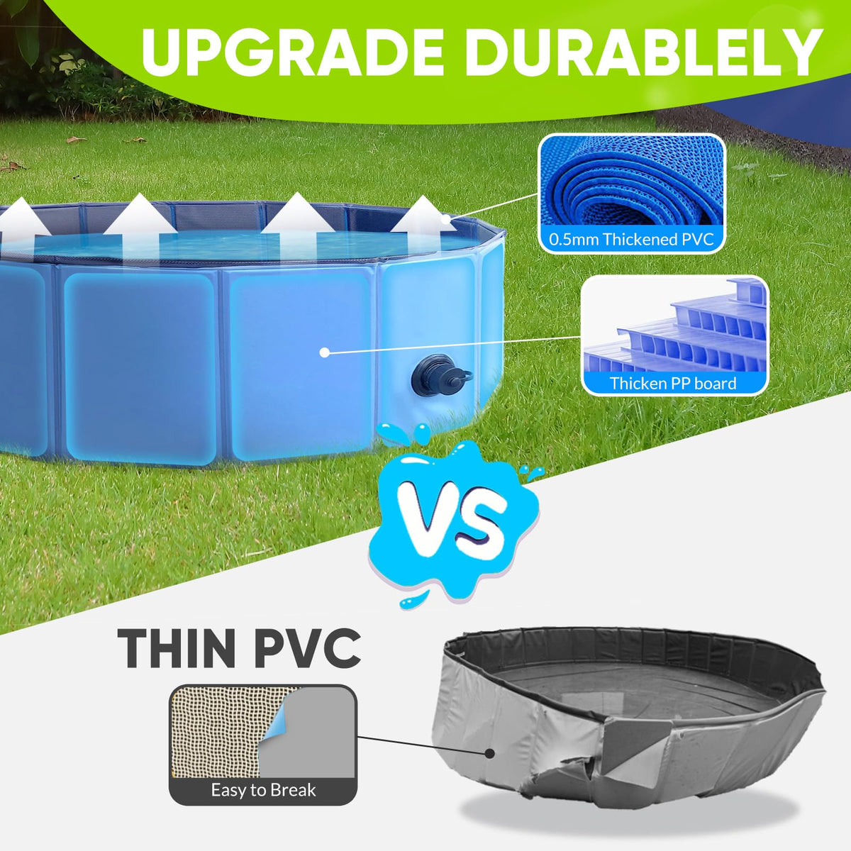 PUPTILY pool with drain valve for fast water removal