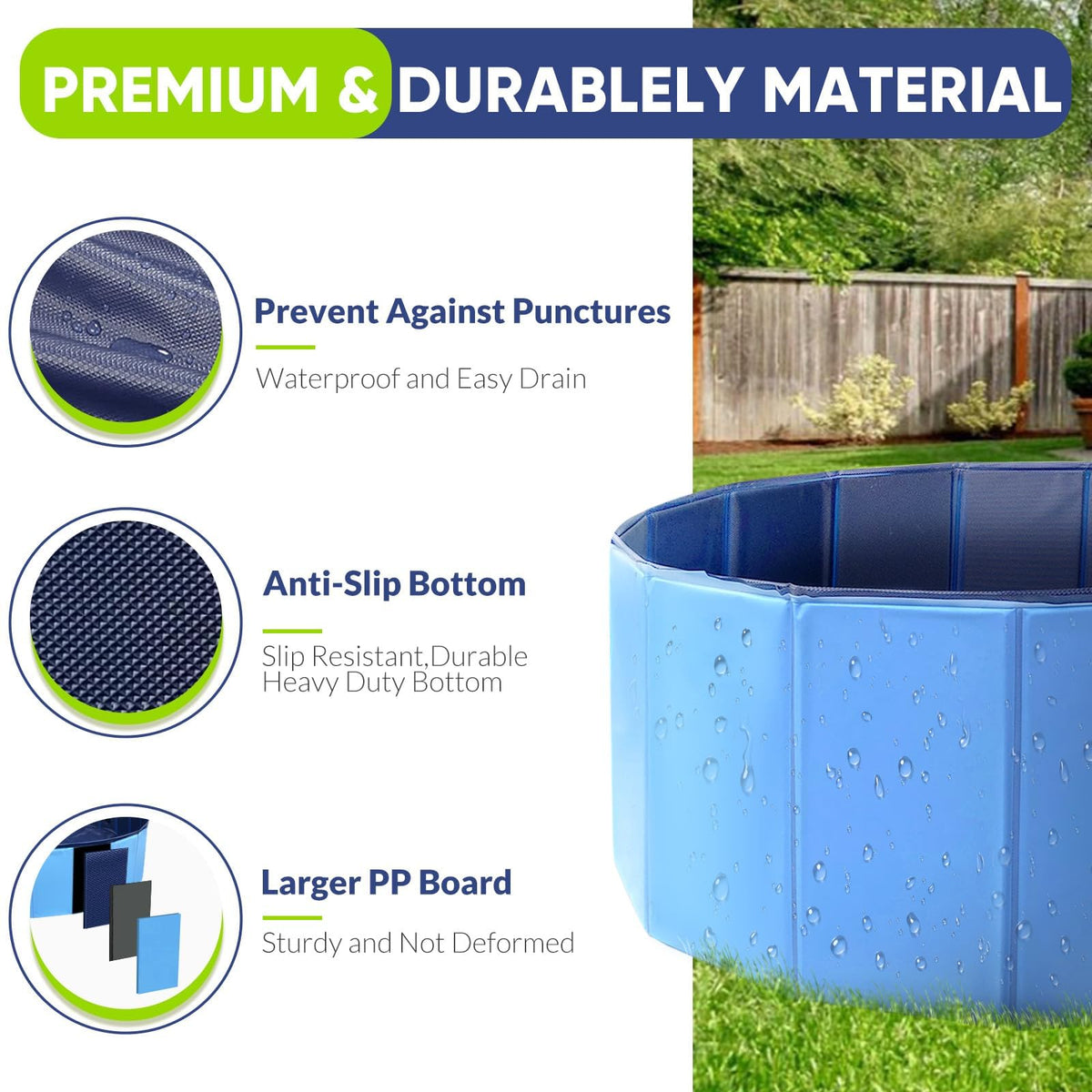 PUPTILY heavy-duty dog pool construction withstands energetic dogs.