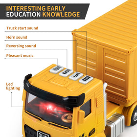 Pupu Pig dump truck image demonstrates open-bed loading for interactive sorting and transportation pretend play