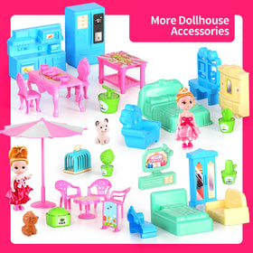 Pupu Pig doll house sixty-plus accessories spark detailed scene setting.