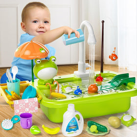 Pupu Pig electric faucet kitchen playset enables lifelike water flow.
