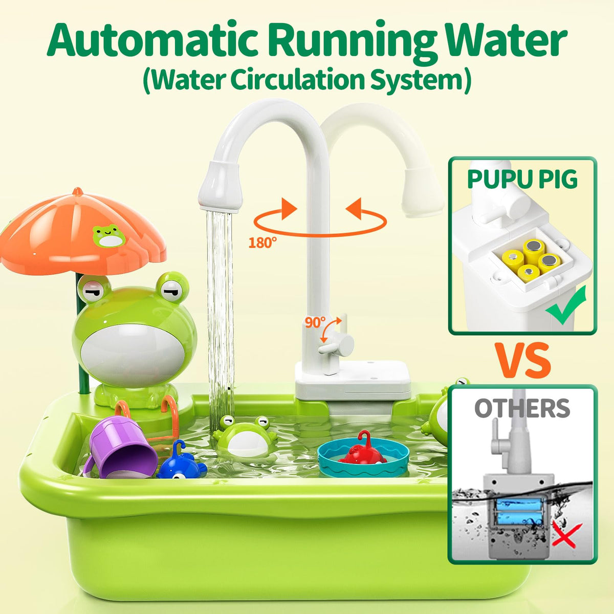 Pupu Pig floating fishing toys add pool game and fishing fun.