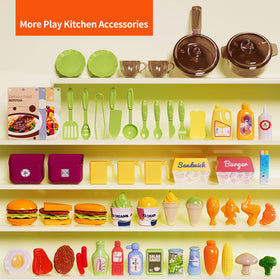 Pupu Pig kids kitchen playset lights and sounds enhance realism during pretend meals