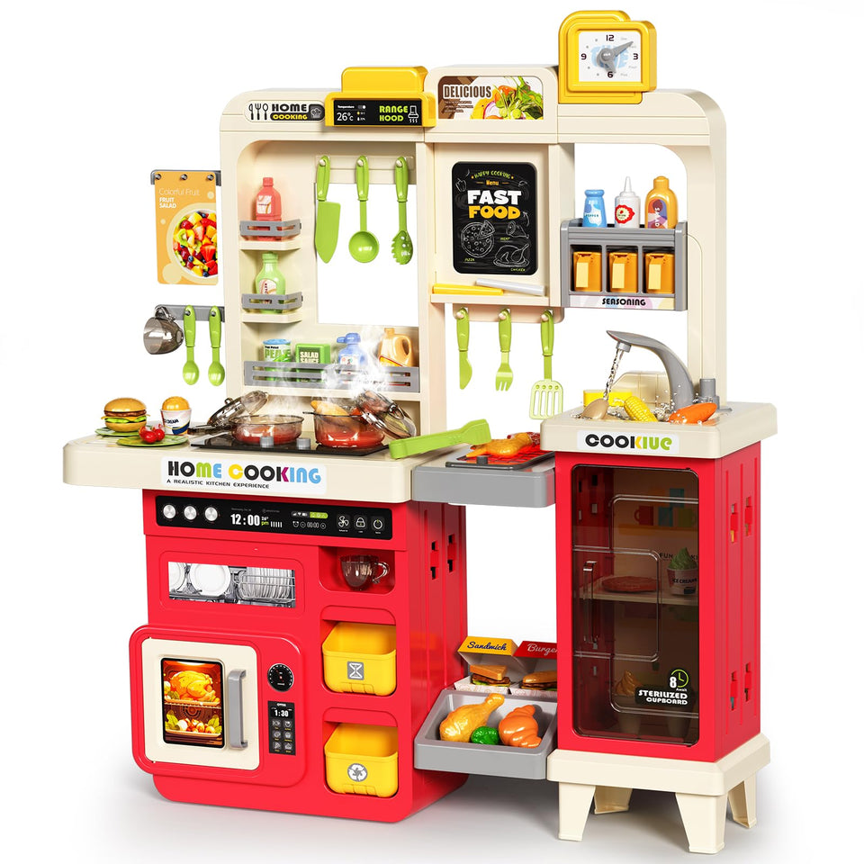 Pupu Pig kids kitchen stove with glowing flame and sounds for immersive pretend cooking