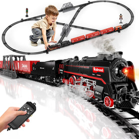 Pupu Pig model train set with remote-control locomotive and immersive features.