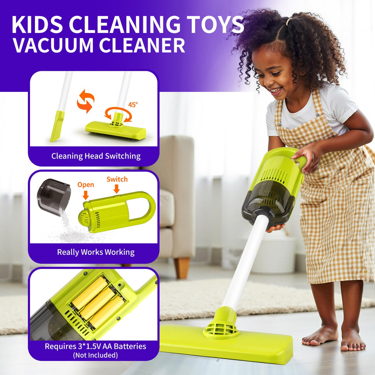 Pupu Pig broom and dustpan encourage pretend chores and tidy habits.