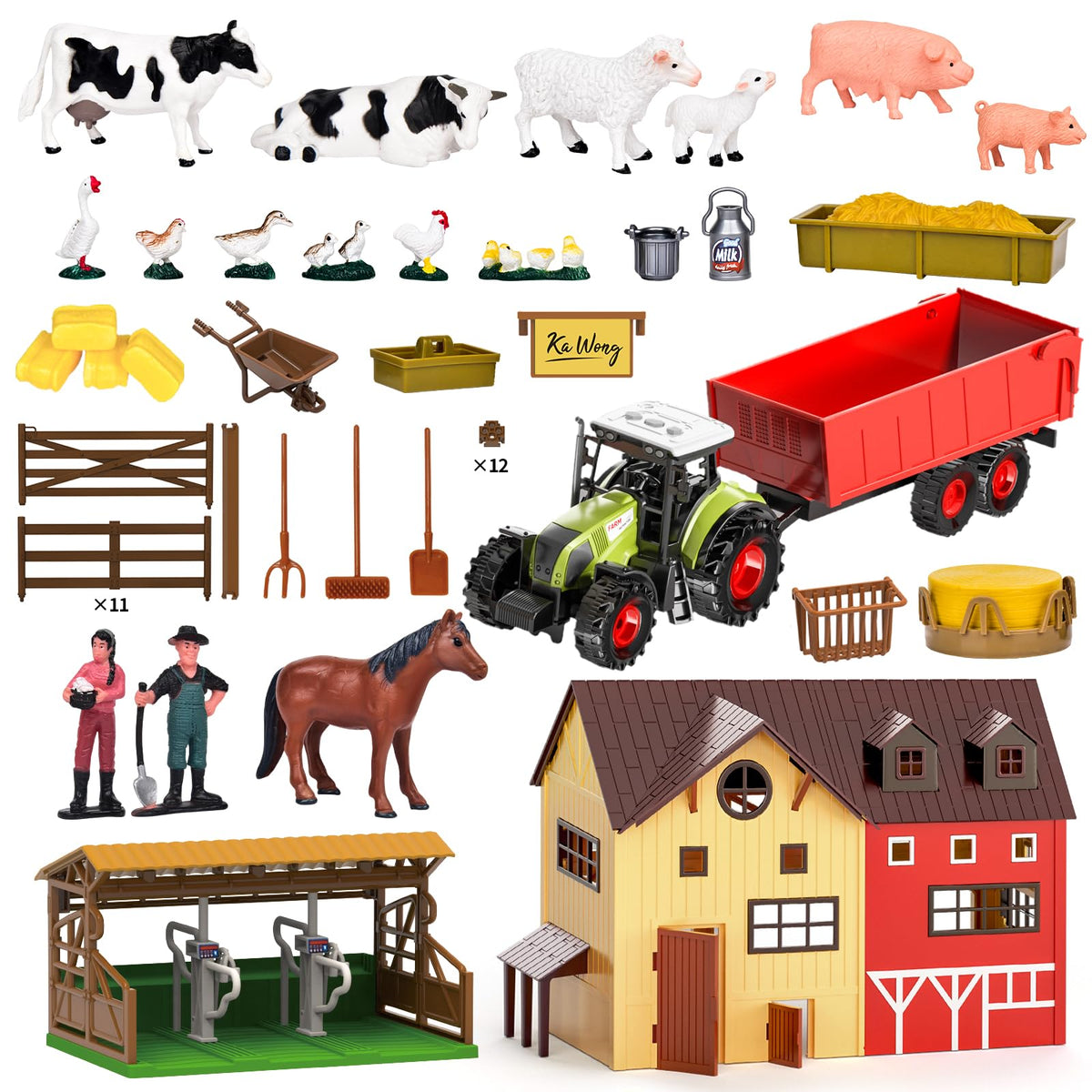 Pupu Pig tree and hay bales create natural scenery for play.