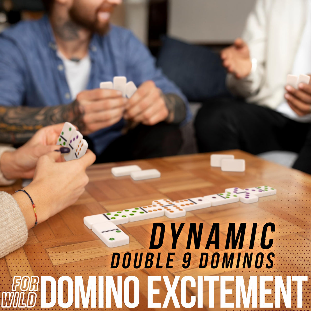 Puremco double-9 domino set enables 2-8 player sessions