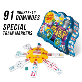 Puremco train-shaped collector tin keeps dominoes organized while traveling