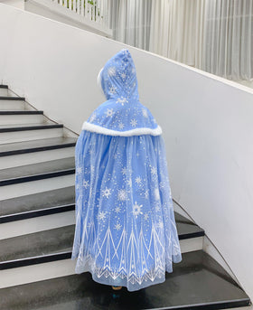 Purfeel Elsa cape snowflake lace detail; magical dress-up moments