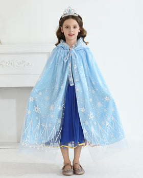 Purfeel snowflake lace detail cape highlighting glittery ice-inspired decoration.