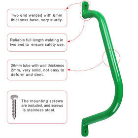 Purife green safety handle installed on playset for secure climbing