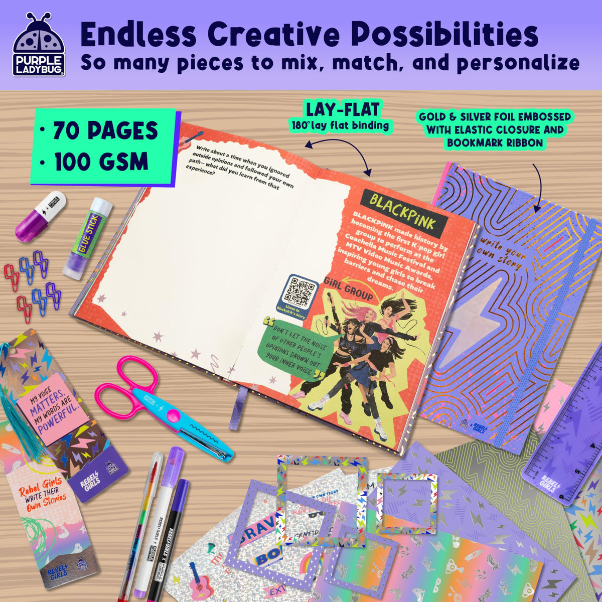 Purple Ladybug accessory pack includes essential tools for creative play.